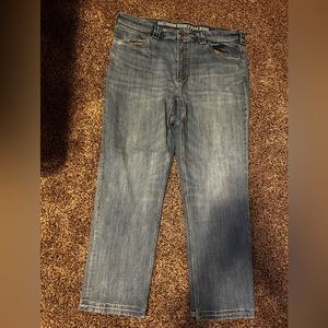 Duluth Trading Co Men’s Ballroom Double Flex blue Jeans. Size;40X32